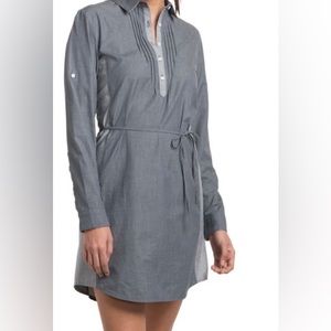 Kuhl Kiley Dress Women’s Size XL Organic Cotton Pintuck UPF 50 Chambray